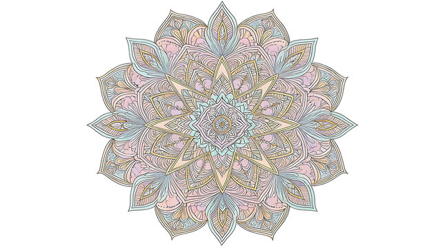 Round vintage ornamental floral lace pattern with mandala motif for decorative card design