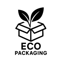 Eco Packaging Logo with Leaves in Box