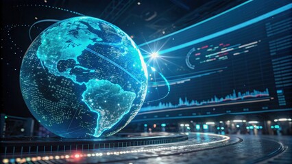 Ai insurance analytics glow globe digital world data visualization global network cyber security financial risk big data fintech