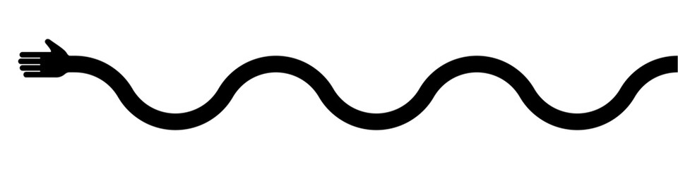 Waving arm icon vector with bold curved style symbolizing greeting, motion, and friendly communication. Ideal for social design, gesture illustration, interaction, and creative graphic projects.