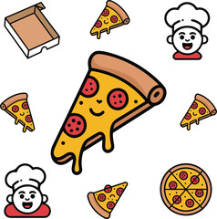 silhouette vector set of pizza icon 