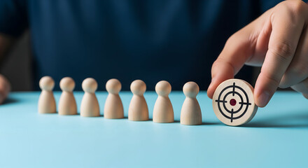 Person aligning with target, business strategy concept, goal achievement, focus, leadership, vision