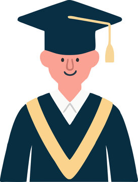 Pencapaian akademik seorang pria bersarjana yang tersenyum riang dengan diploma di kampus