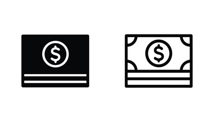Money Icon Set; Flat and Line Style; Currency Design; Financial Symbol; Business Payment