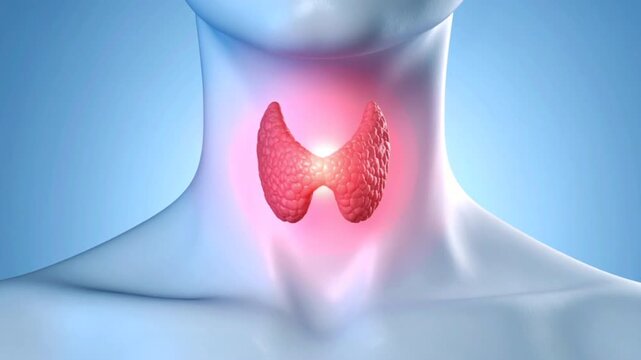 3D Animation of Thyroid Issues, Disorders. Goiter, Thyroid Cancer.