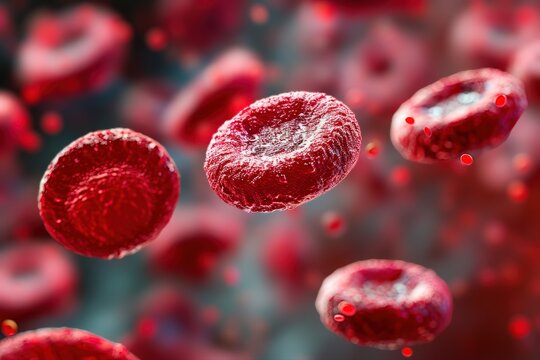 Vivid red blood cell microscopic view illuminates essential human biology research and medical health science detail for diagnostic analysis and oxygen transport study