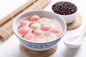 Tangyuan (Chinese sweet dumpling), Glutinous rice ball in syrup, Dessert celebrated in mid autumn lantern festival or new year
