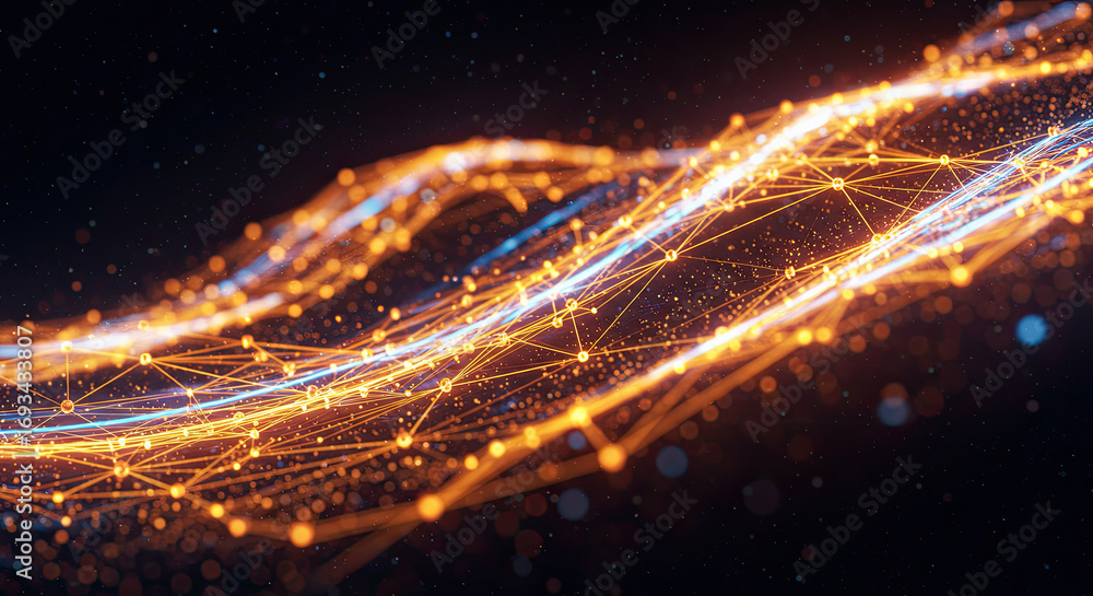 Aufkleber golden abstract network on transparent background data visualization