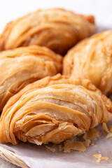 Curry puff stuffed with chicken or sweet potatoes, Thai snack food style