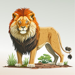 Obraz premium cape lion fynbos illustration for lost wildlife