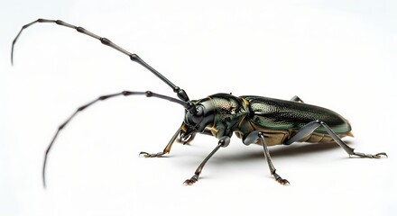 Detailed Close-up of a Longhorn Beetle with Intricate Antennae