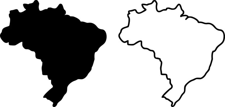 Brazil country border map outline and silhouette vector graphic isolated image decal