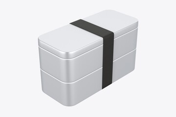 Matte Lunch Box Mockup isolated on white background. 3d illustration