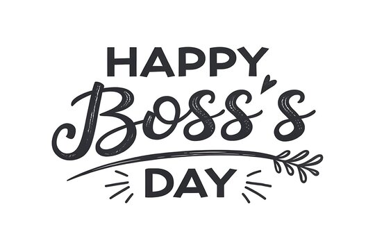 Elegant Happy Boss's Day Design With Decorative Text and Flourish Illustrations

