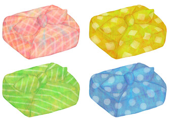 柄の入ったお弁当包みのイラストセット