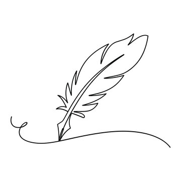 recommend clip art: Elegant feather pen drawing with swirling ink line