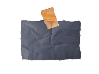 Blank black torn note paper isolated on white background	