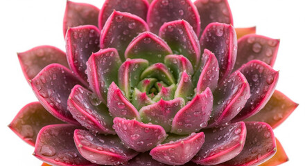 Fresh Echeveria Succulent Plant with Dew Drops on Isolated transparent background