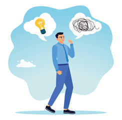 Business people ponder complex problems and brilliant ideas.