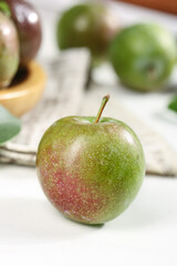 Fresh Green Red Apple with Colorful Fruit Background - Healthy Organic Produce