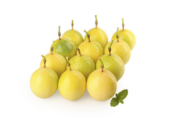 Fresh Golden Passion Fruits from Fujian China Display on White Background