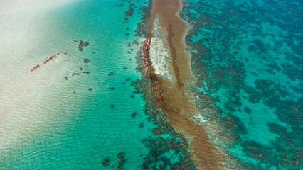 Drone pictures of the coast, beach and reef in Coral Bay, Western Australia. © pauline.mongarny