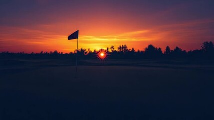 Golden Sunset on a Golf Course - Peaceful Sunrise