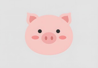 Cute Pink Pig Face Illustration, Kawaii Style