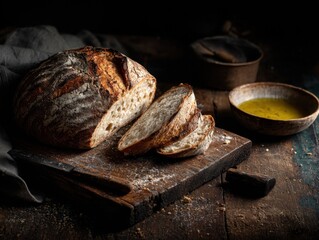A Moody And Dark Shot Of Artisan Sourdough Bread