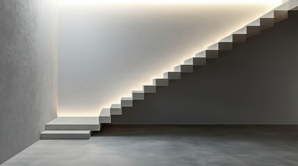Modern Minimalist Staircase with Soft Lighting and Neutral Tones in Contemporary Architecture for Inspirational Interior Designs