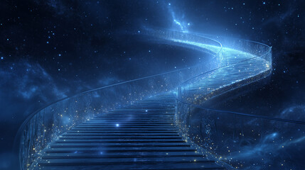 Glowing Cosmic Pathway with Spiral Stairs