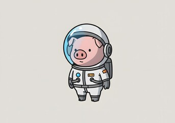 Cute Pig Astronaut in Space Suit