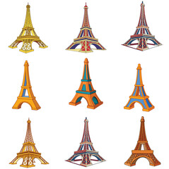 Long tower illustration icon set 