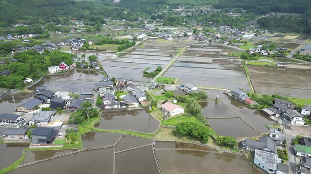 May 15 2024 rice field from Yufuin town, Oita Prefecture, Kyushu, Japan