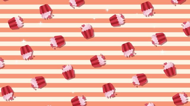 Fun and playful seamless pattern featuring sweet cartoon-style cupcakes on a simple cute background