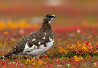Fototapeta premium Rock Ptarmigan in Autumn Tundra