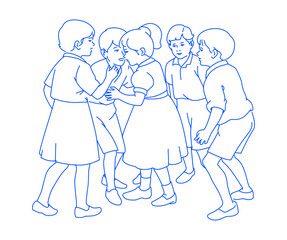 Children playing hide and seek in the garden