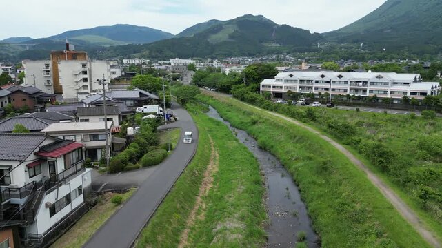 the river village from the Lake Kinrin, Ooita ken Yufu city May 15 2024