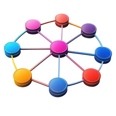 Fototapeta premium Colorful connected network nodes icon isolated on Transparent Background