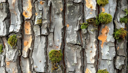 Willow tree bark texture with soft vertical lines, subtle moss patches, muted grayish