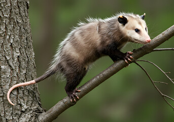 Virginia Opossum on a Tree Branch