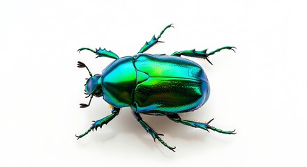 Iridescent Green Beetle Closeup Studio Shot