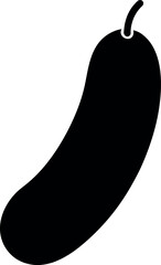 Curved Black Cucumber Silhouette Vector with Stem for Healthy Food Icons