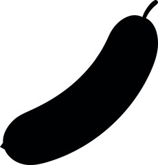Black Cucumber Silhouette Vector with Rounded Ends for Food and Garden Icons