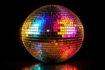 Glossy Metallic Disco Ball with Colorful Reflections