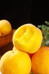 Fresh Golden Peach Cut Open Showing Sweet Yellow Flesh - Healthy Fruit Showcase
