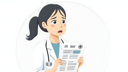 A young woman holding a medical report with her STI test results, symbolizing awareness and responsibility for sexual health.