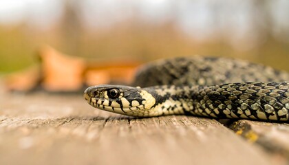 Obraz premium Snake on weathered wood