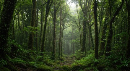 Fototapeta premium Lush Green Tropical Rainforest Path