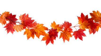 Vibrant autumn leaf garland decoration festive fall season nature's beauty captured transparent background